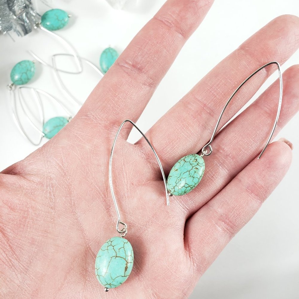Turquoise Magnesite Oval Drop Earrings